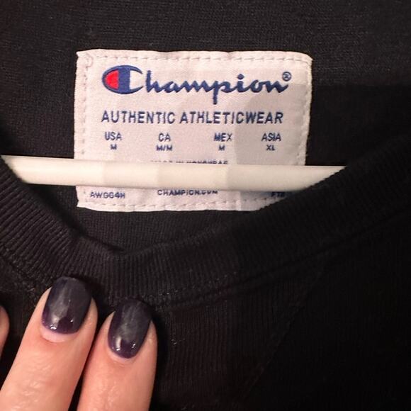 Champion Sweatshirt Women's Size Medium Black Medium Weight Crewneck - Picture 3 of 3